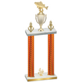 Double Orange Carbon Fiber Fourth Place Fishing Trophy