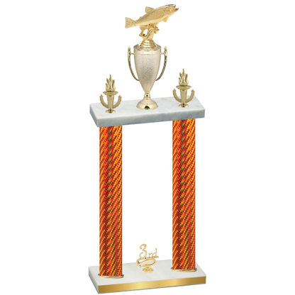 Double Orange Carbon Fiber Third Place Fishing Trophy