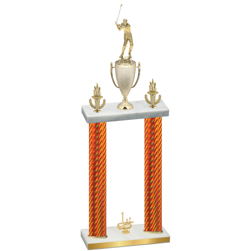 Double Orange Carbon Fiber First Place Golf Trophy