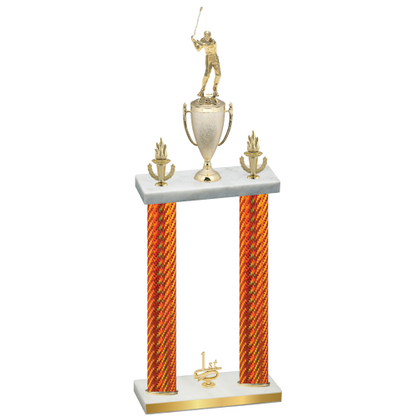 Double Orange Carbon Fiber First Place Golf Trophy