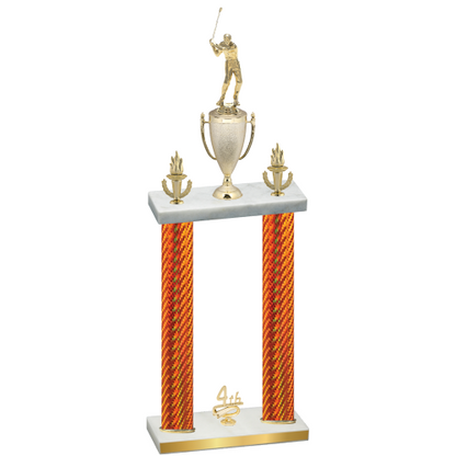 Double Orange Carbon Fiber Fourth Place Golf Trophy