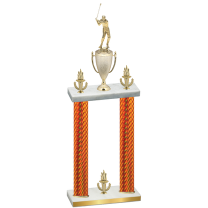Double Orange Carbon Fiber Victory Golf Trophy