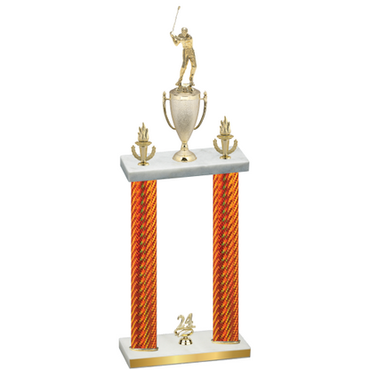 Double Orange Carbon Fiber Year Golf Trophy