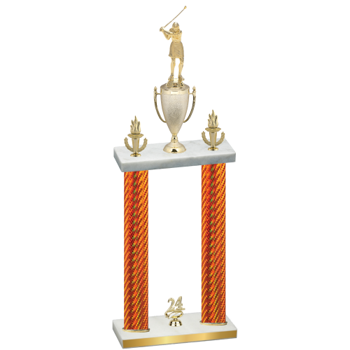 Double Orange Carbon Fiber Year Golf Trophy