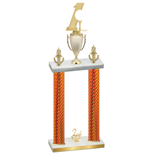 Double Orange Carbon Fiber Second Place Golf Trophy