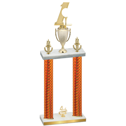 Double Orange Carbon Fiber Fourth Place Golf Trophy
