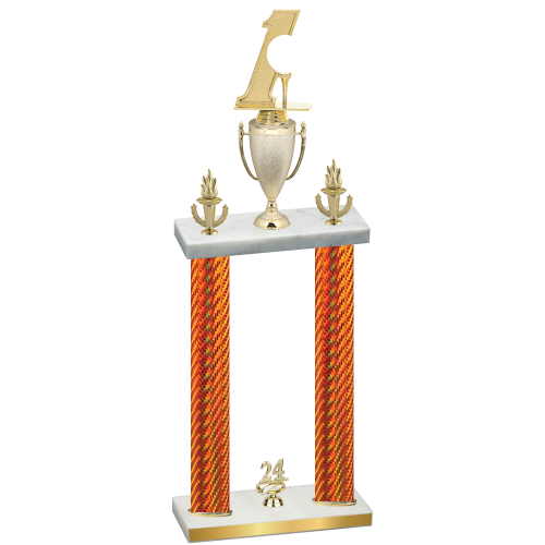 Double Orange Carbon Fiber Year Golf Trophy