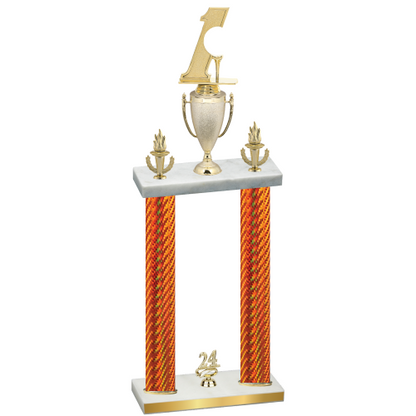 Double Orange Carbon Fiber Year Golf Trophy