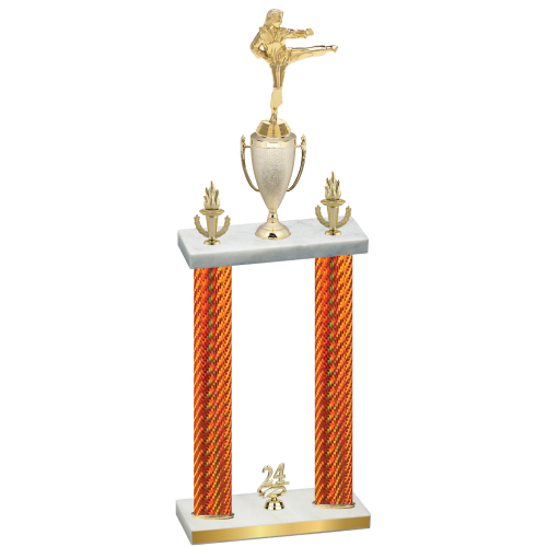 Double Orange Carbon Fiber Year Karate Trophy