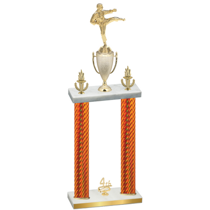 Double Orange Carbon Fiber Fourth Place Karate Trophy