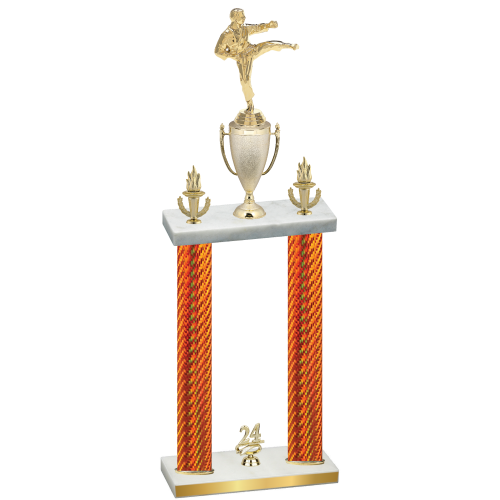 Double Orange Carbon Fiber Year Karate Trophy