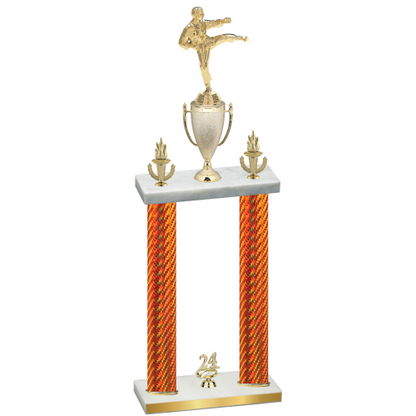 Double Orange Carbon Fiber Year Karate Trophy