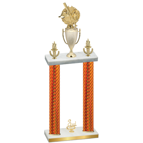 Double Orange Carbon Fiber Third Place Baseball Trophy