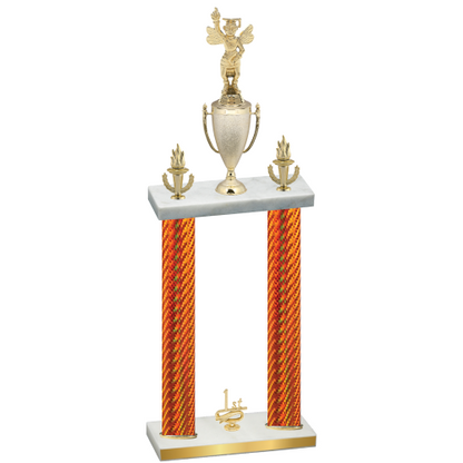 Double Orange Carbon Fiber First Place Academics Trophy