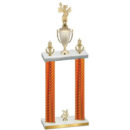 Double Orange Carbon Fiber Year Academics Trophy