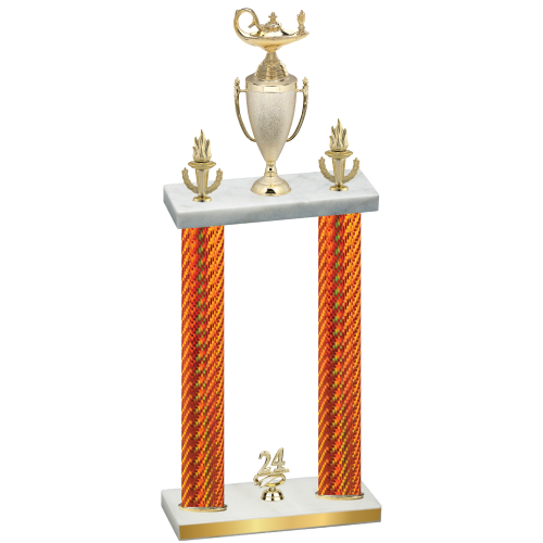 Double Orange Carbon Fiber Year Academics Trophy