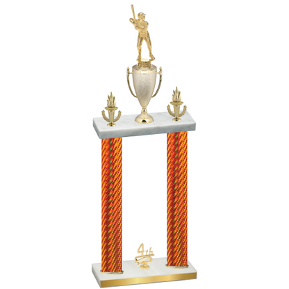 Double Orange Carbon Fiber Fourth Place Baseball Trophy