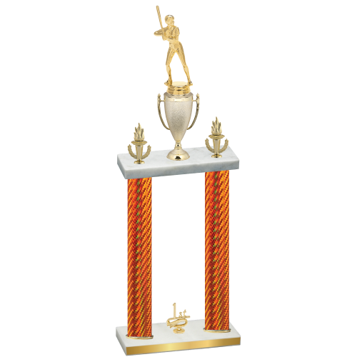 Double Orange Carbon Fiber First Place Softball Trophy
