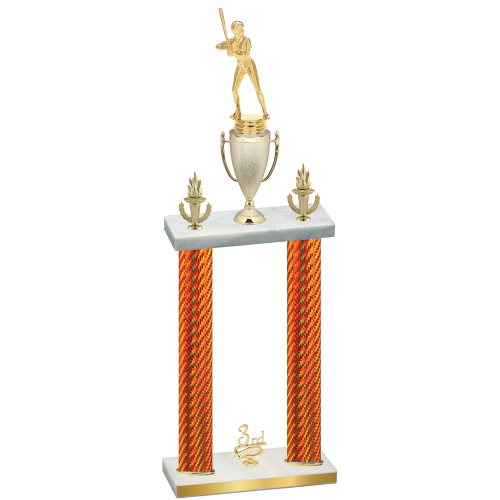 Double Orange Carbon Fiber Third Place Softball Trophy