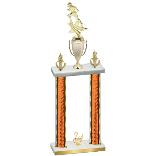 Double Orange Glacier Second Place Football Trophy