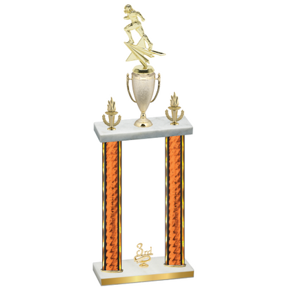 Double Orange Glacier Third Place Football Trophy