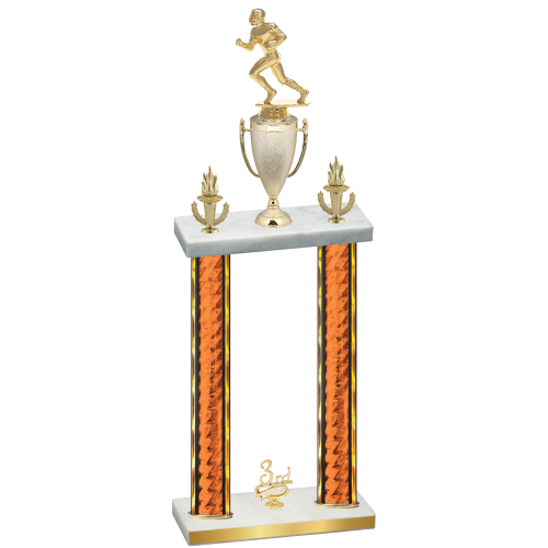 Double Orange Glacier Third Place Football Trophy