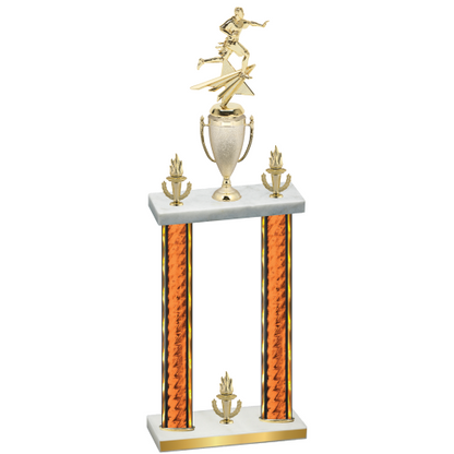 Double Orange Glacier Victory Flag Football Trophy