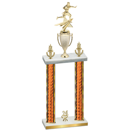Double Orange Glacier Year Flag Football Trophy