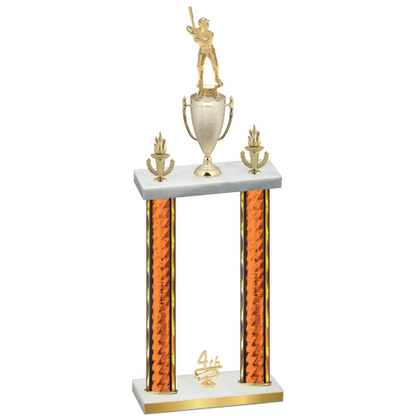 Double Orange Glacier Fourth Place Baseball Trophy