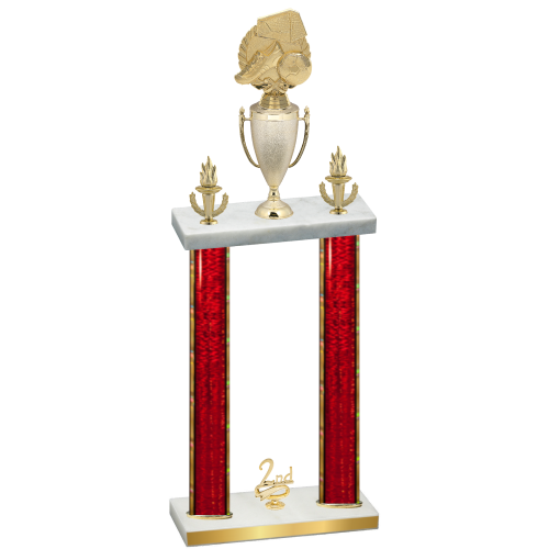 Double Red Glacier Second Place Soccer Trophy