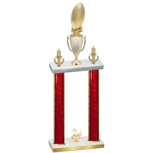 Double Red Glacier Second Place Football Trophy
