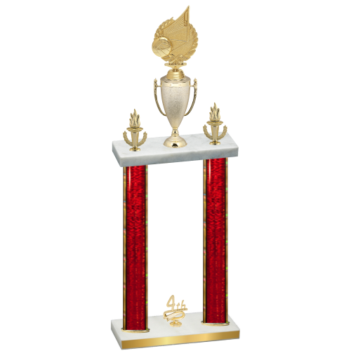 Double Red Glacier Fourth Place Volleyball Trophy