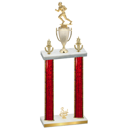 Double Red Glacier Third Place Football Trophy
