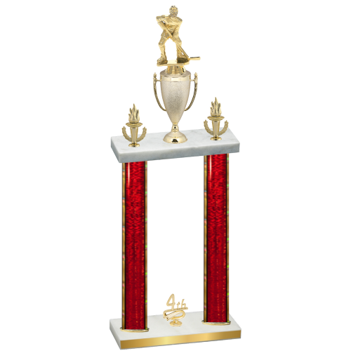 Double Red Glacier Fourth Place Hockey Trophy
