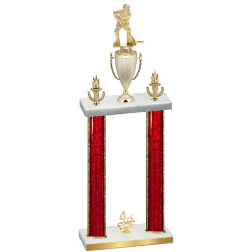 Double Red Glacier Fourth Place Hockey Trophy