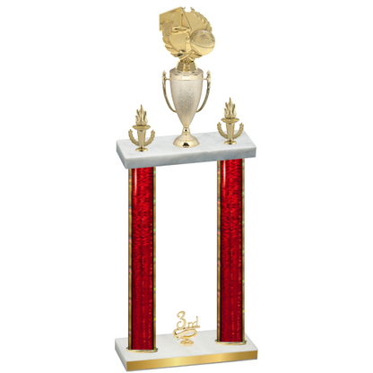 Double Red Glacier Third Place Basketball Trophy