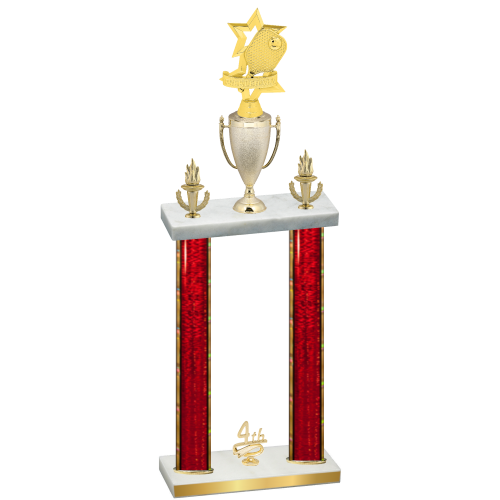 Double Red Glacier Fourth Place Pickleball Trophy