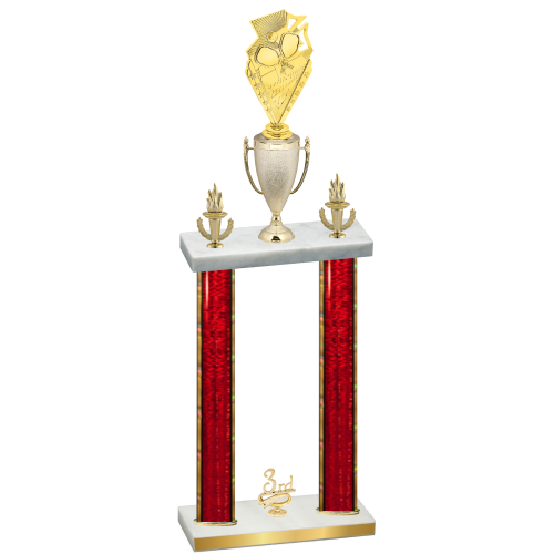 Double Red Glacier Third Place Pickleball Trophy