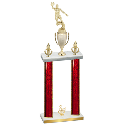 Double Red Glacier Third Place Basketball Trophy