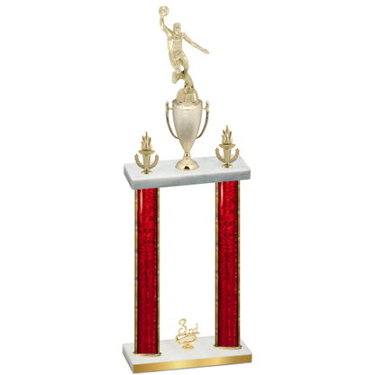 Double Red Glacier Third Place Basketball Trophy