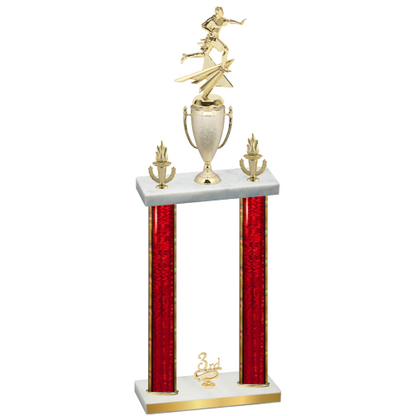 Double Red Glacier Third Place Flag Football Trophy