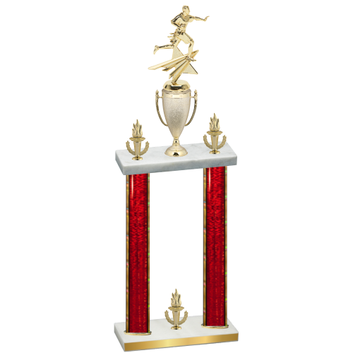 Double Red Glacier Victory Flag Football Trophy