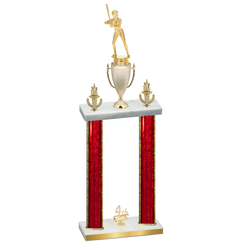 Double Red Glacier Fourth Place Softball Trophy