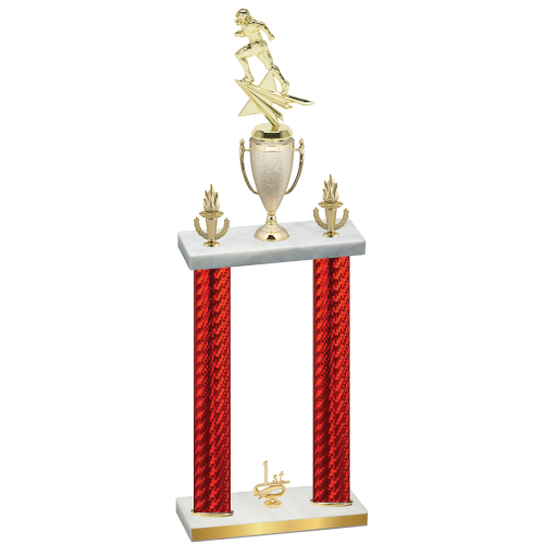 Double Red Carbon Fiber First Place Football Trophy