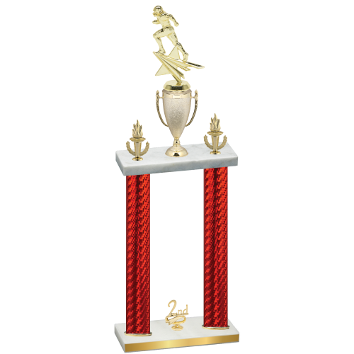 Double Red Carbon Fiber Second Place Football Trophy
