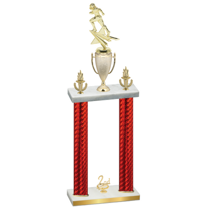 Double Red Carbon Fiber Second Place Football Trophy