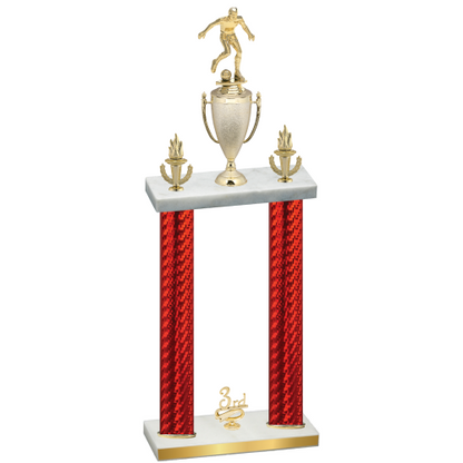 Double Red Carbon Fiber Third Place Soccer Trophy