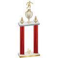 Double Red Carbon Fiber Third Place Soccer Trophy