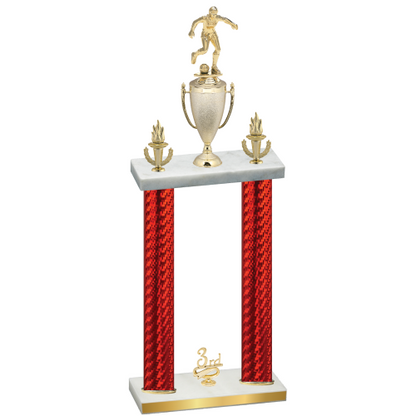 Double Red Carbon Fiber Third Place Soccer Trophy