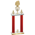 Double Red Carbon Fiber Year Soccer Trophy